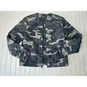 Guess Men's Irvine Camo Quilted Bomber Jacket Small Black Gray